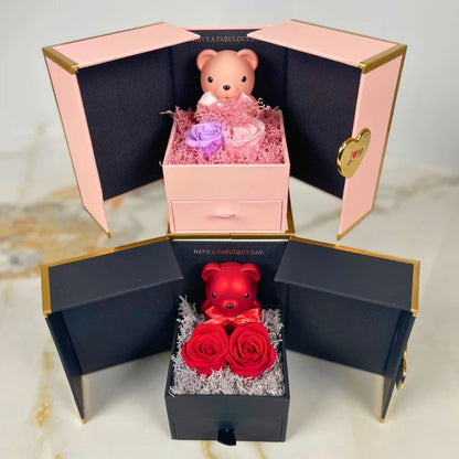 💖Valentine's Day Limited Time Offer💥：Eternal Mini Bear box&Metal Rose Gift Box