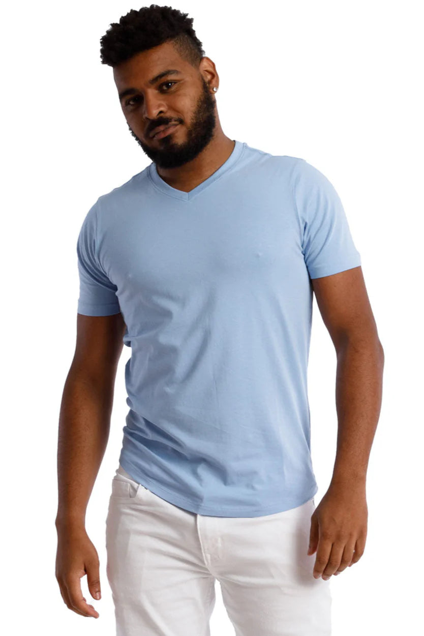 Organic V-Neck T-Shirt / Light Blue