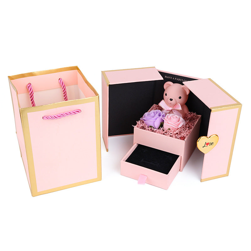 💖Valentine's Day Limited Time Offer💥：Eternal Mini Bear box&Metal Rose Gift Box
