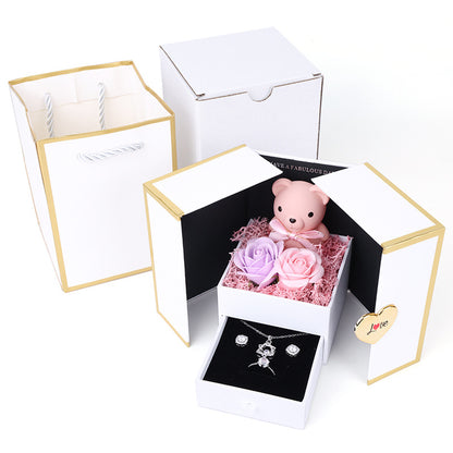 💖Valentine's Day Limited Time Offer💥：Eternal Mini Bear box&Metal Rose Gift Box