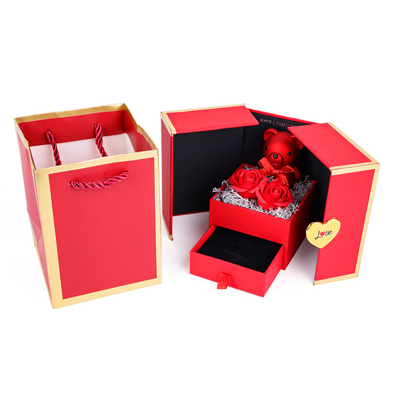💖Valentine's Day Limited Time Offer💥：Eternal Mini Bear box&Metal Rose Gift Box