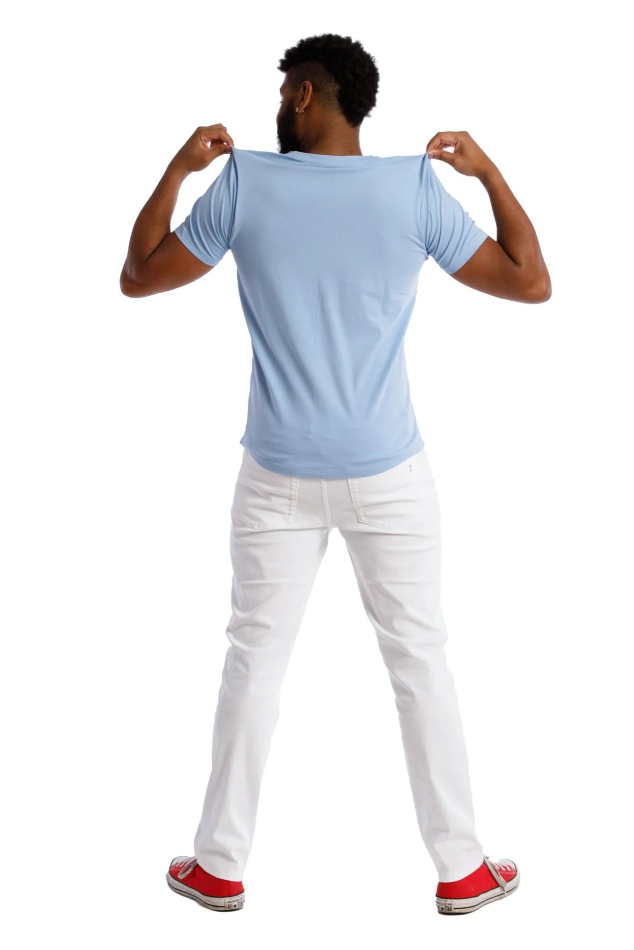 Organic V-Neck T-Shirt / Light Blue